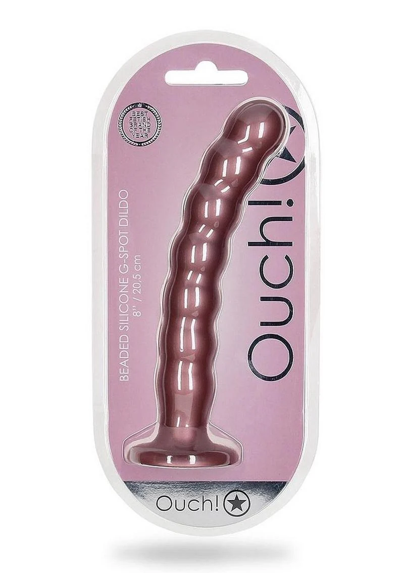 Ouch! Beaded G-Spot Dildo Metallic Rose Gold - Image 7