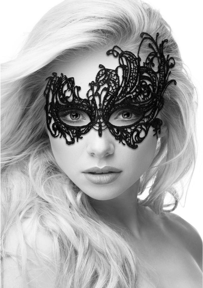 Ouch! Black And White Lace Eye Mask Royal Masquerade Accessory - Image 2