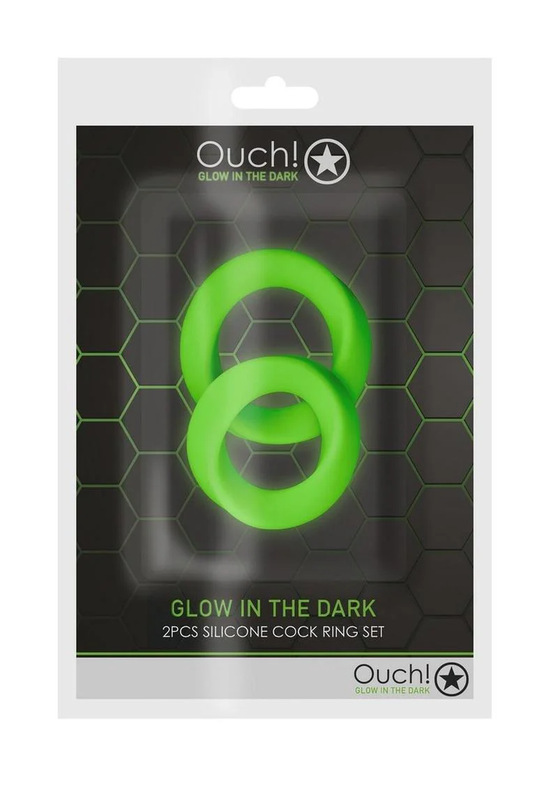 Ouch! Glow in the Dark 2 Piece Silicone Cock Ring - Image 3