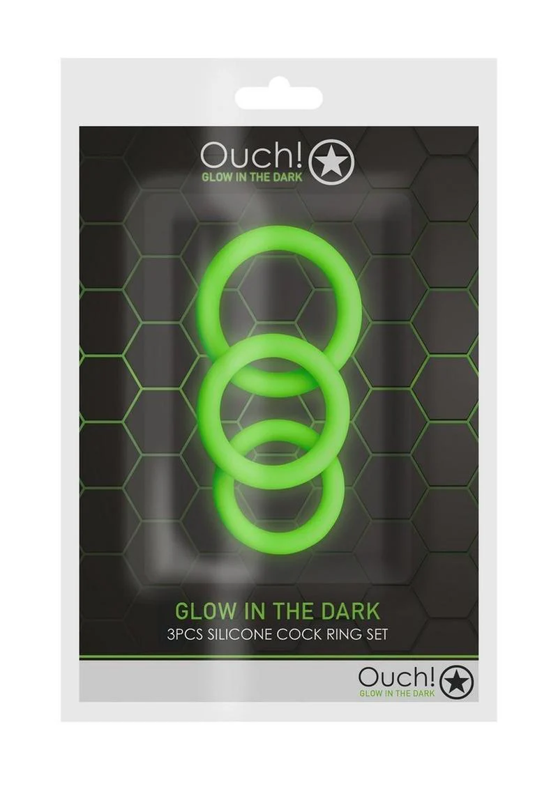 Ouch! Glow in the Dark 2 Piece Silicone Cock Ring - Image 6