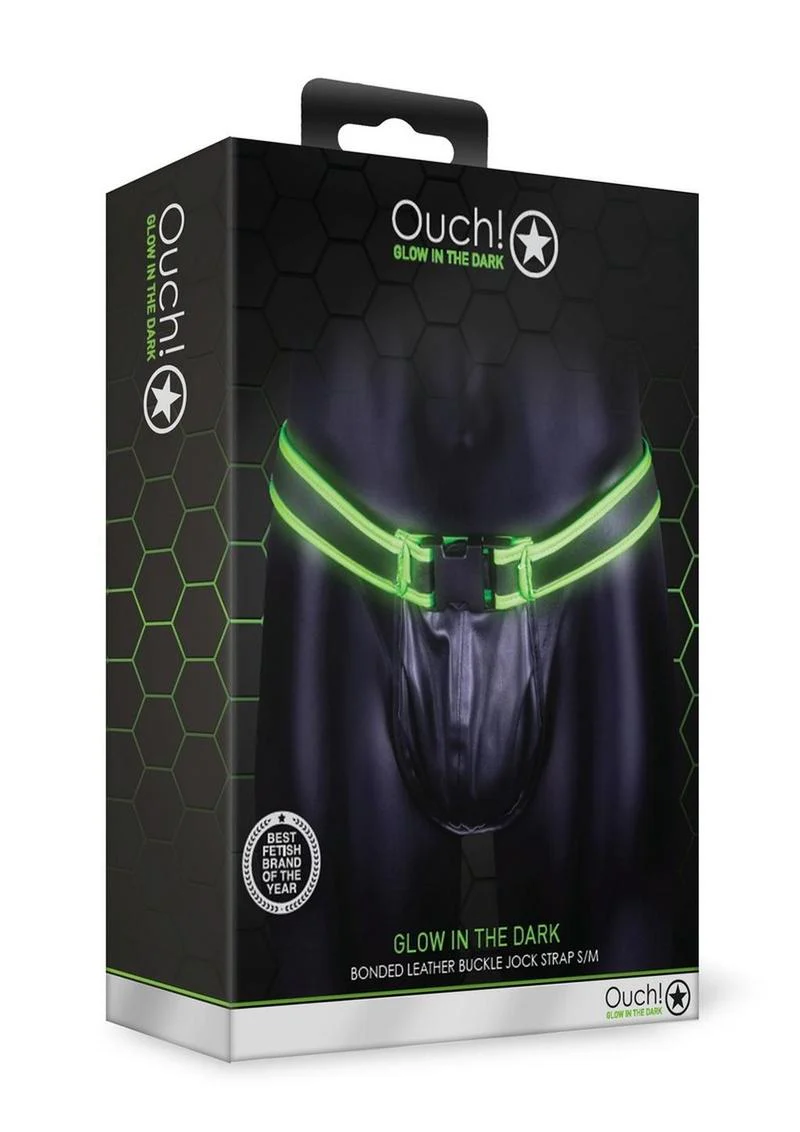 Ouch! Glow in the Dark Bonded Leather Buckle Jock Strap Fetish Wear - Image 10