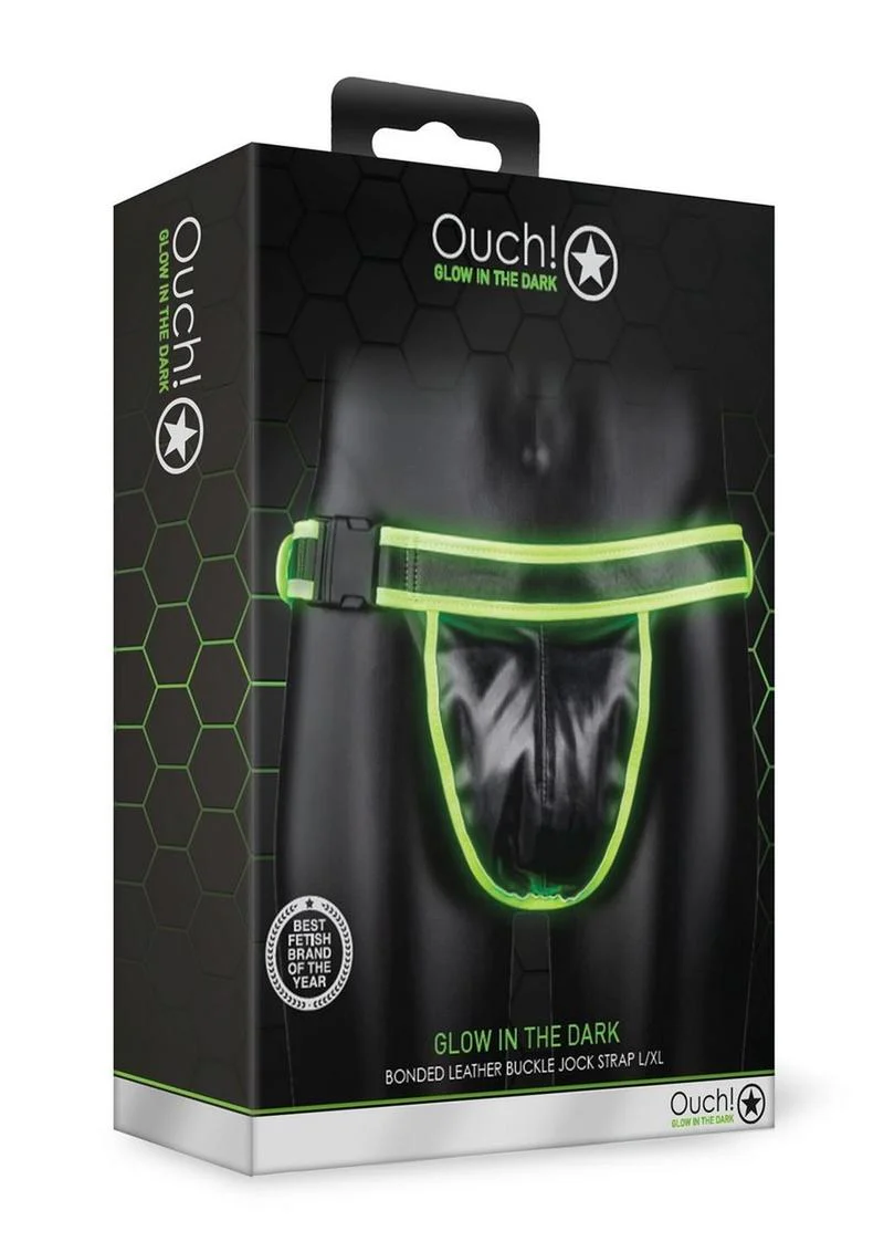 Ouch! Glow in the Dark Bonded Leather Buckle Jock Strap Fetish Wear - Image 11