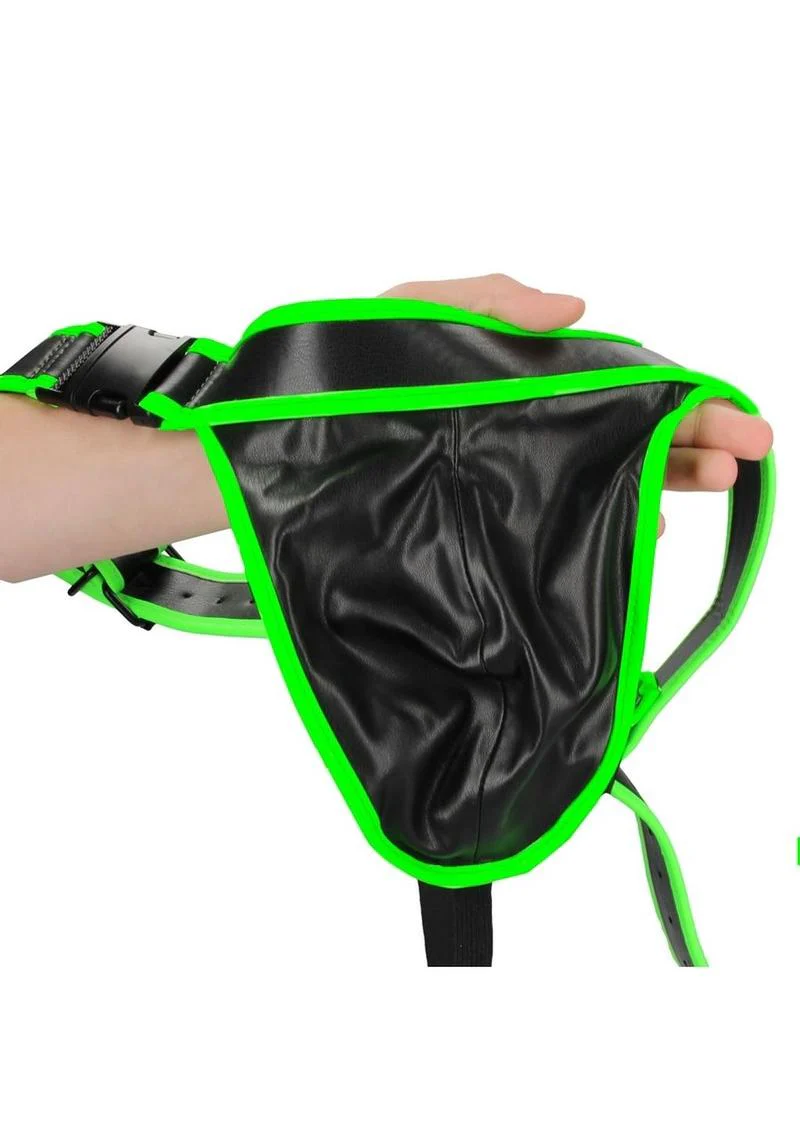 Ouch! Glow in the Dark Bonded Leather Buckle Jock Strap Fetish Wear - Image 3