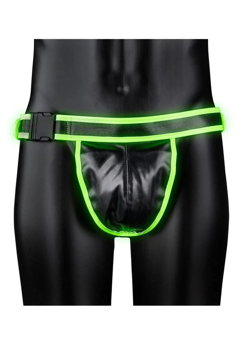 Ouch! Glow in the Dark Bonded Leather Buckle Jock Strap Fetish Wear - Image 6