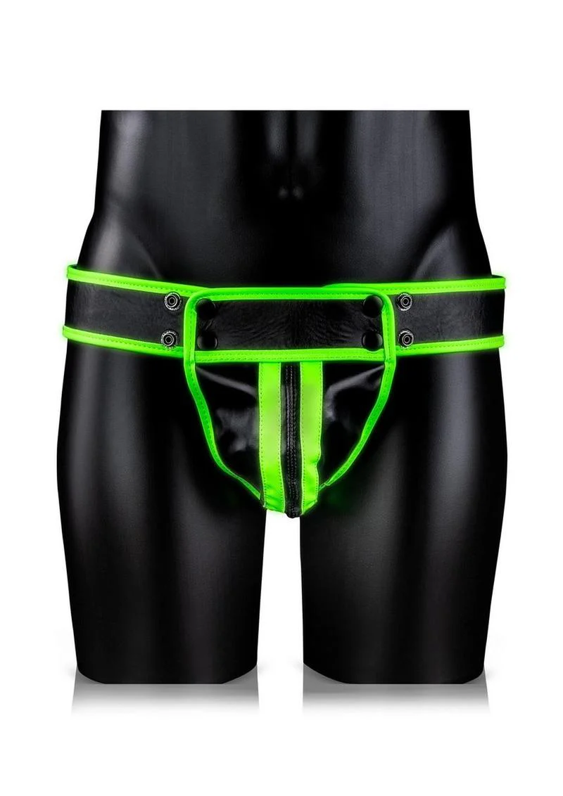 Ouch! Glow in the Dark Bonded Leather Striped Jock Strap - Image 4