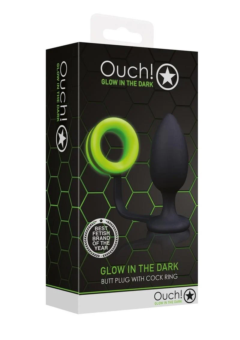 Ouch Glow in the Dark Silicone Butt Plug Cock Ring - Image 4