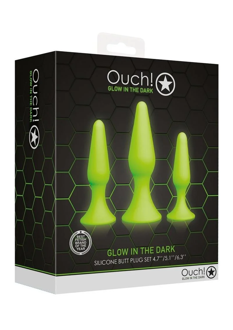 Ouch Glow in the Dark Silicone Butt Plug Set - Image 3
