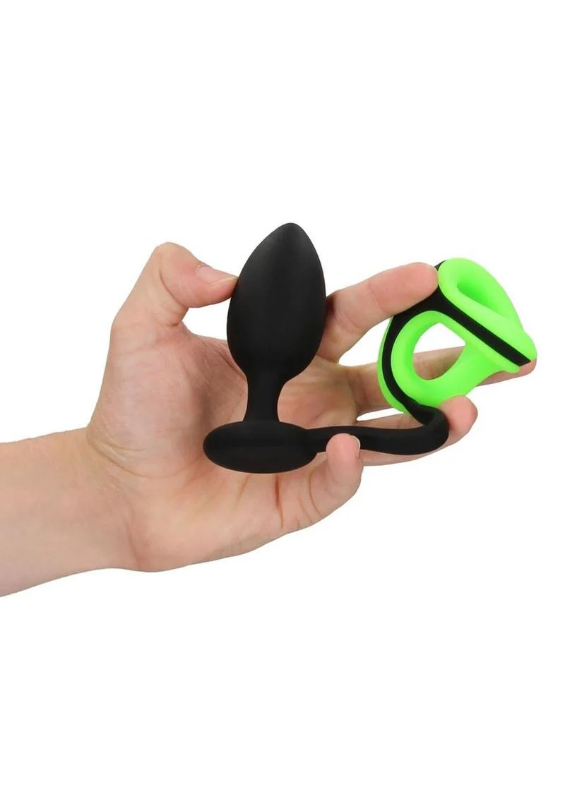 Ouch Glow in the Dark Silicone Butt Plug With Cock Ring - Image 2