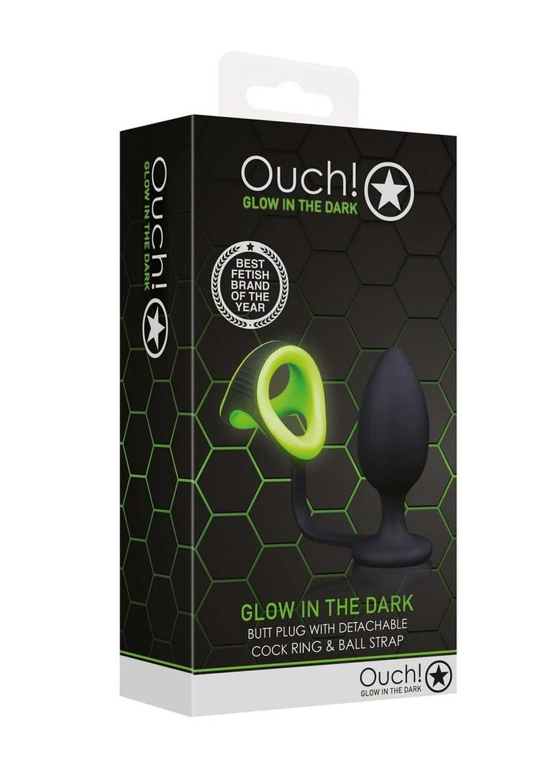 Ouch Glow in the Dark Silicone Butt Plug With Cock Ring - Image 3