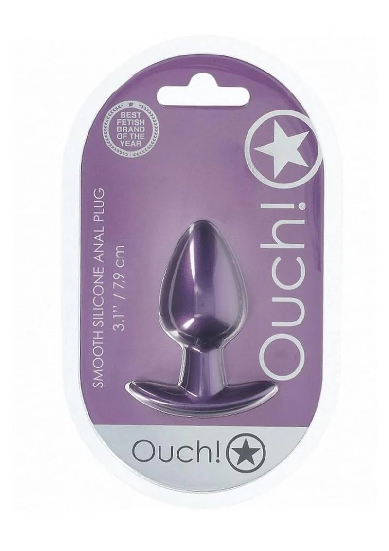 Ouch! Medium Smooth Silicone Metallic Anal Plug - Image 2