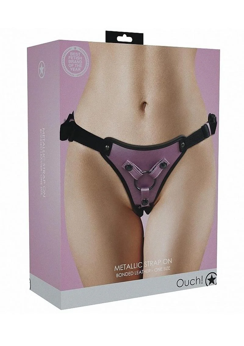 Ouch! Metallic Harness Rose Strap-On With Gold Bonded Leather - Image 2