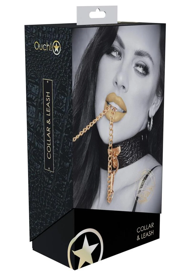 Ouch! Rome Collection Collar with Gold Leash - Image 4