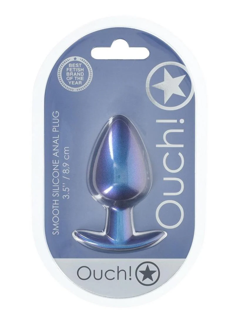 Ouch! Smooth Silicone Anal Plug Large Metallic - Image 2