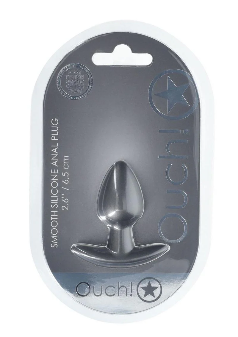 Ouch! Smooth Silicone Anal Plug - Small Gun Metal - Image 2