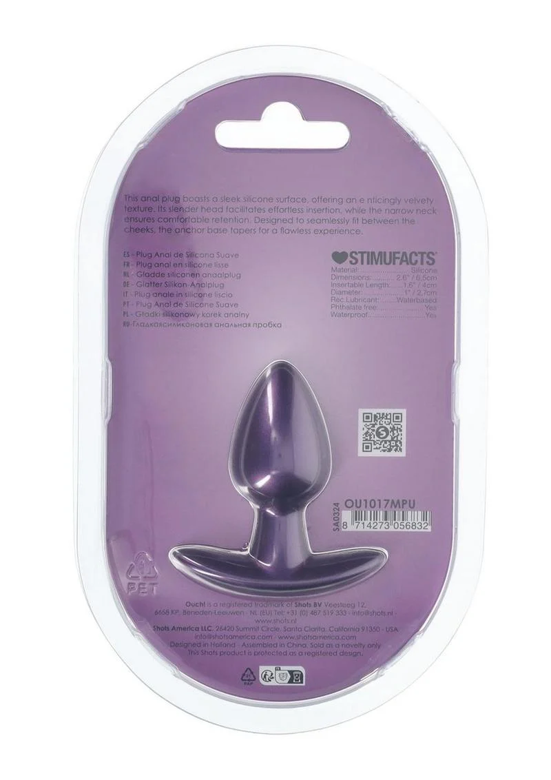 Ouch! Smooth Silicone Anal Plug Small Metallic - Image 3