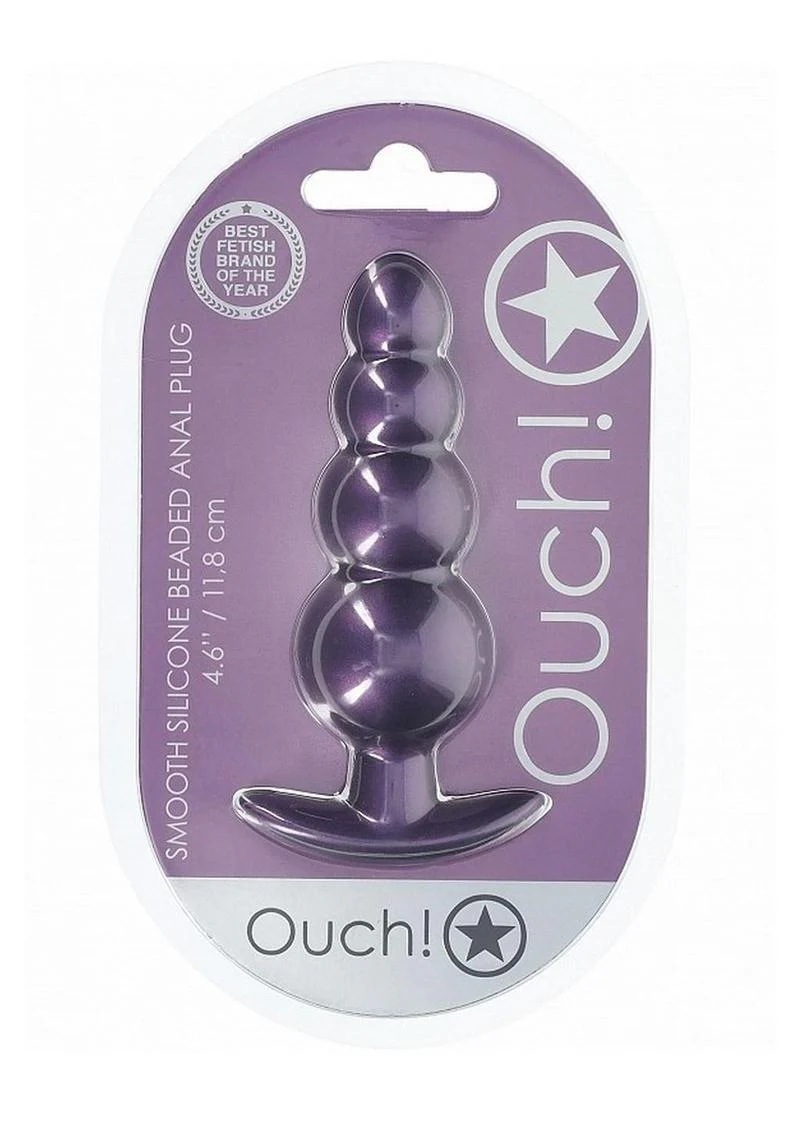 Ouch! Smooth Silicone Beaded Metallic Anal Plug - Image 2