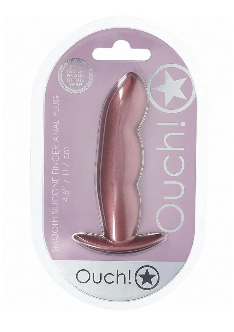 Ouch! Smooth Silicone Finger Anal Plug Rose Gold - Image 2