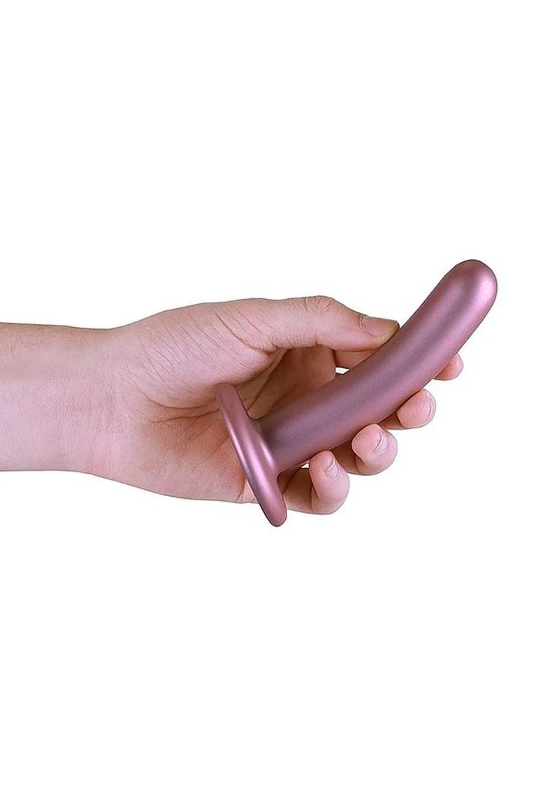 Ouch! Smooth Silicone G-Spot Dildo Metallic Rose Gold - Image 3