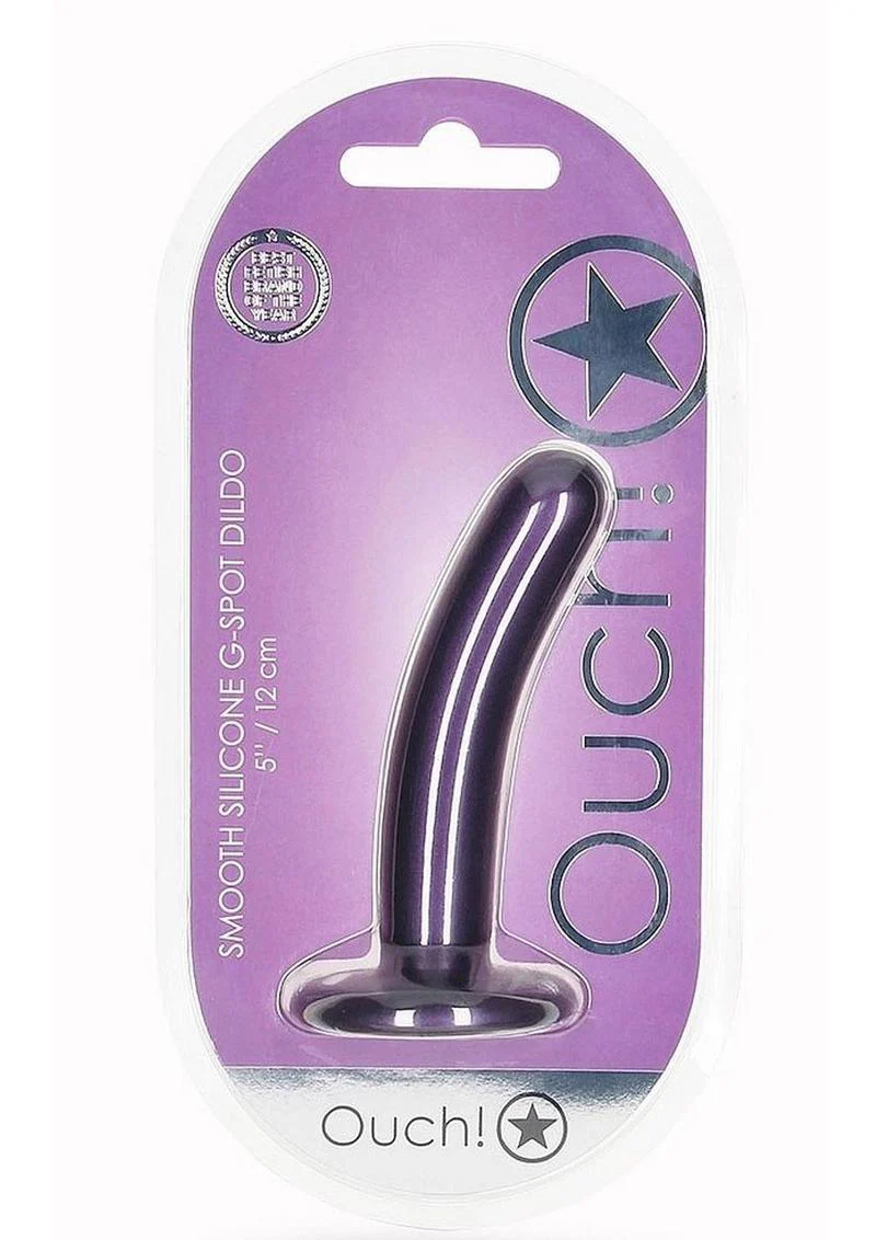 Ouch! Smooth Silicone G-Spot Dildo Metallic Rose Gold - Image 8