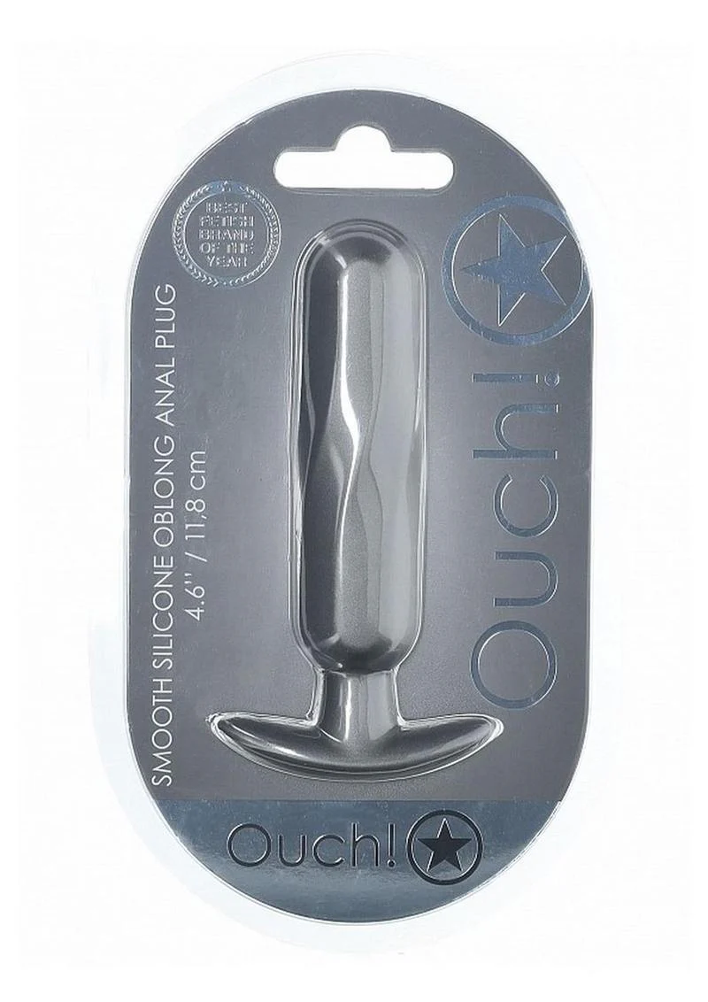 Ouch! Smooth Silicone Oblong Anal Plug Gunmetal - Image 2