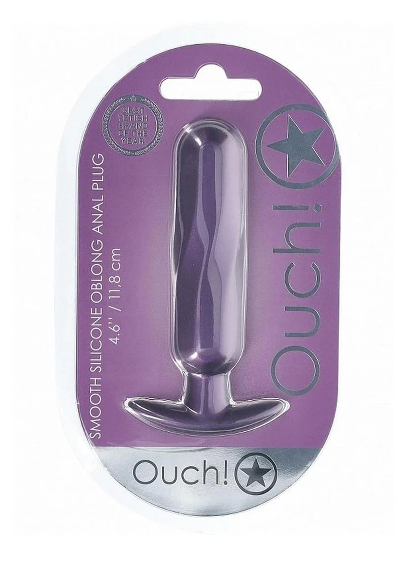 Ouch! Smooth Silicone Oblong Anal Plug Metallic - Image 2