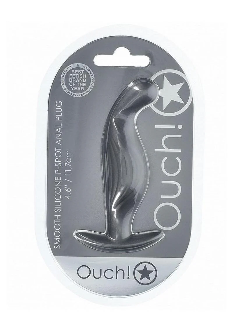 Ouch! Smooth Silicone P-Spot Gun Metal Anal Plug - Image 2