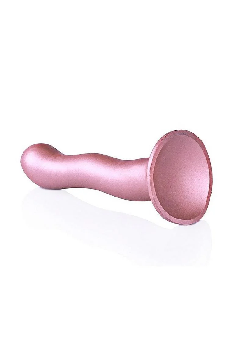 Ouch! Ultra Soft Curvy G-Spot Silicone Dildo Metallic Rose Gold - Image 2