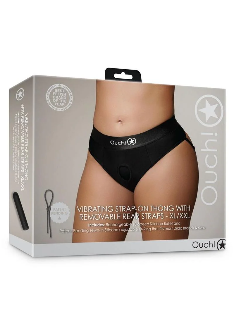 Ouch! Vibrating Strap-On Thong with Removable Rear Straps - Image 11
