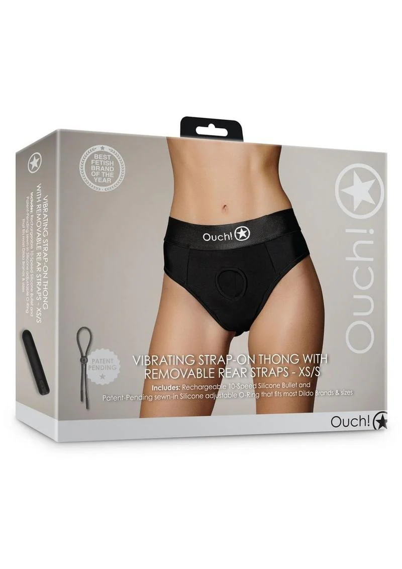 Ouch! Vibrating Strap-On Thong with Removable Rear Straps - Image 9