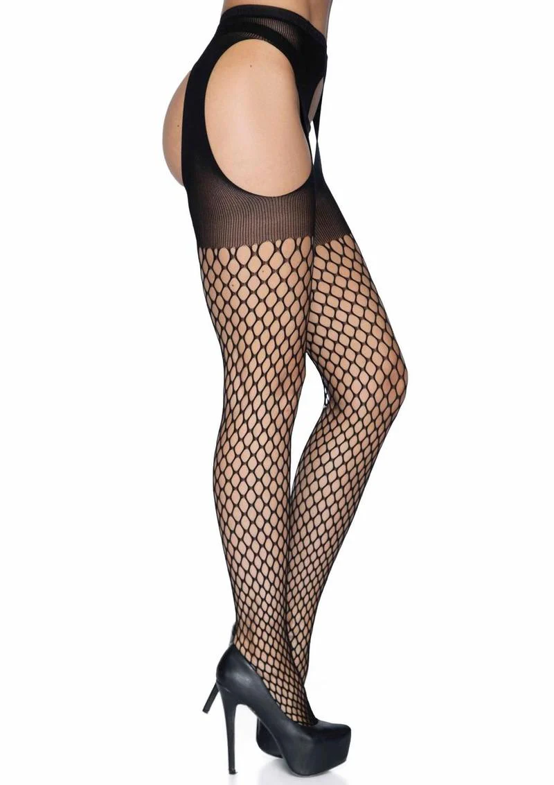 Oval Net Suspender Hose with Opaque Top - Image 7