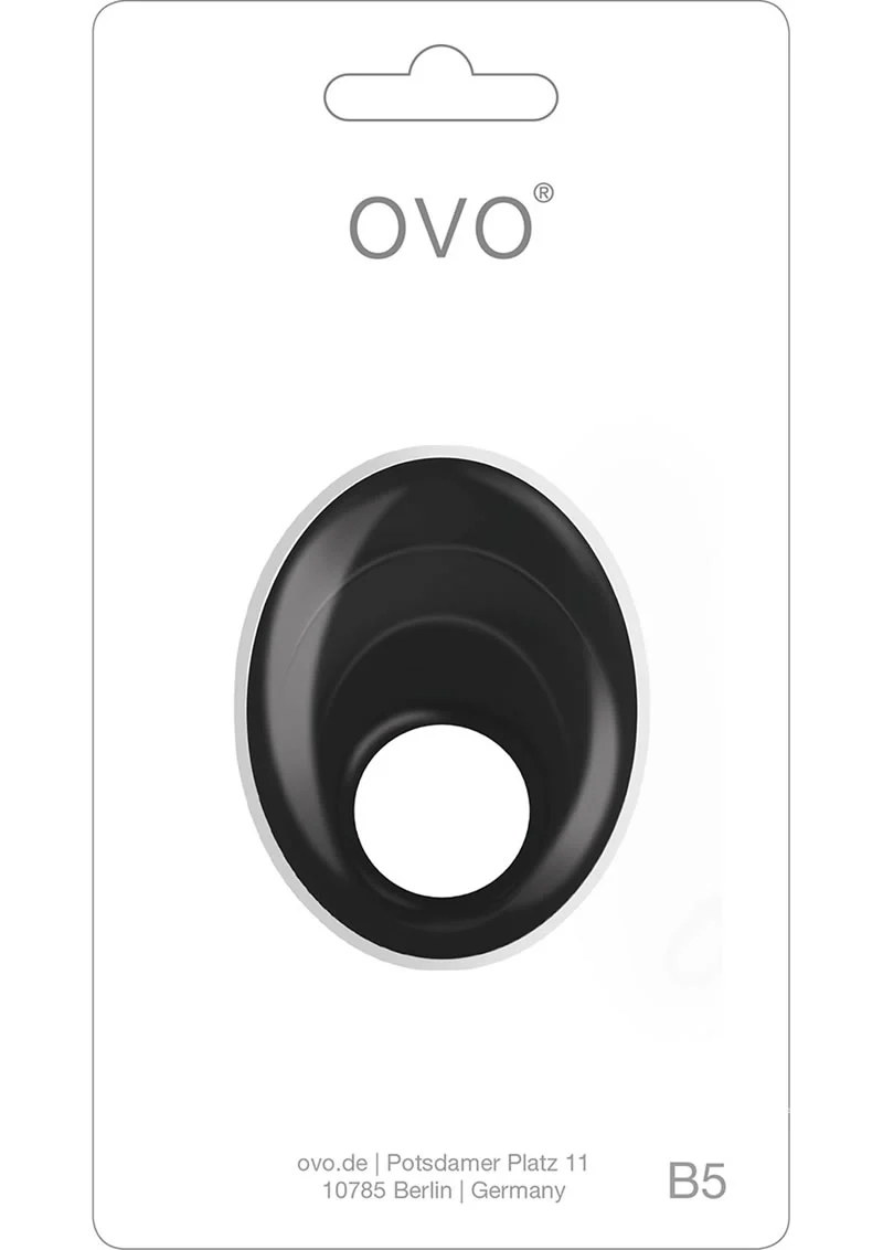 OVO B5 Silicone Cock Ring Waterproof Black Chrome - Image 4