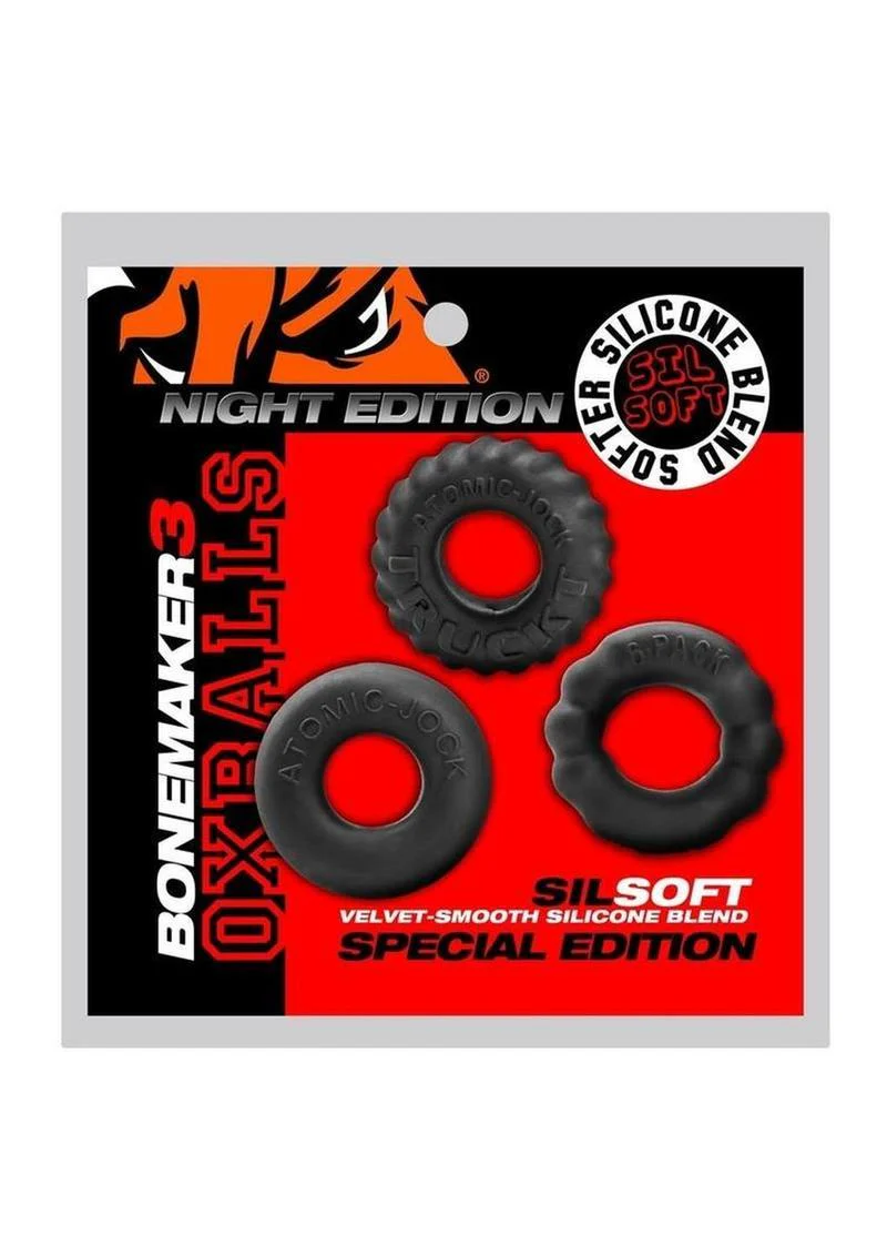 Oxballs Bonemaker 3-Pack Silicone Black Cock rings - Image 4