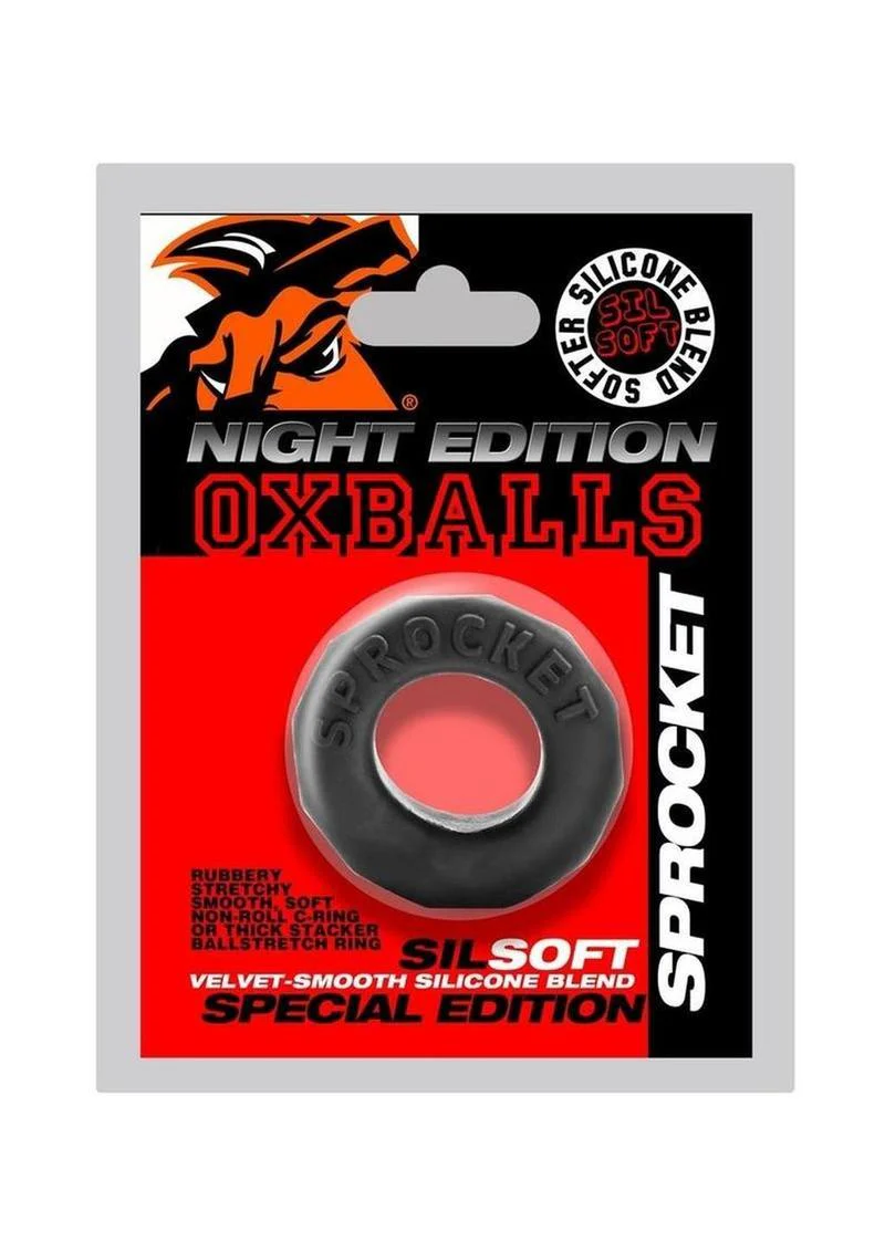 Oxballs SPROCKET Night Edition Cockring Stretchy Velvet Sil-Soft Ring - Image 4