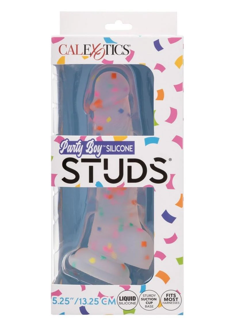 Party Boy Silicone Studs Dong with Suction Cup Multicolor Dildo - Image 4