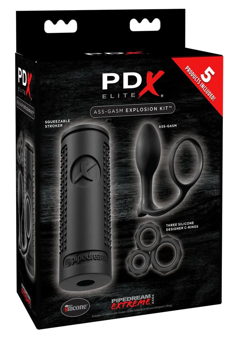 PDX Elite Ass Gasm Explosion Kit Stroker Plug And Designer C Rings - Image 3
