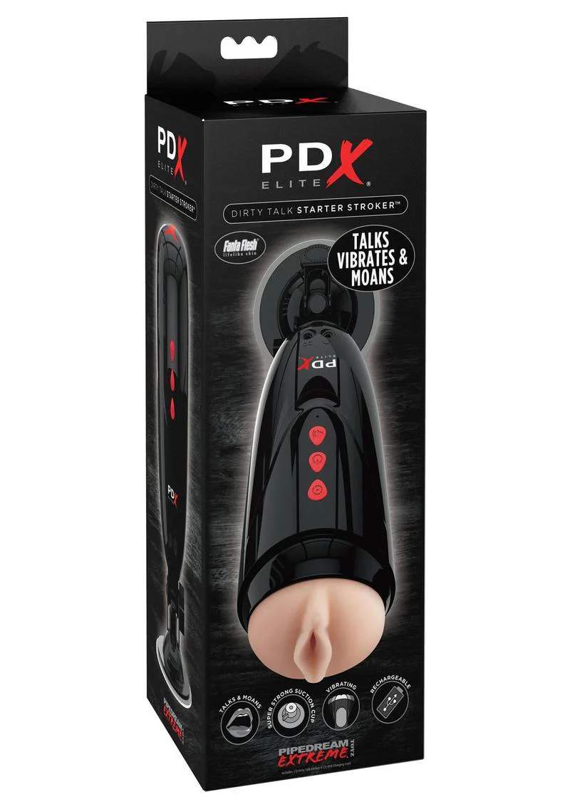 PDX Elite Dirty Talk Starter Stroker Vibrating Moaning And Suction - Image 3
