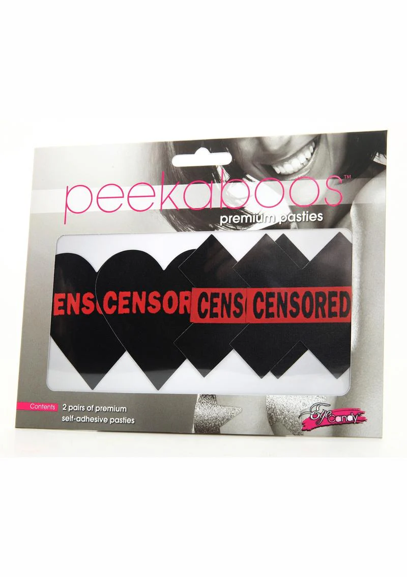 Peekaboos Censored Premium Pasties Black And Red Self-Adhesive - Image 4
