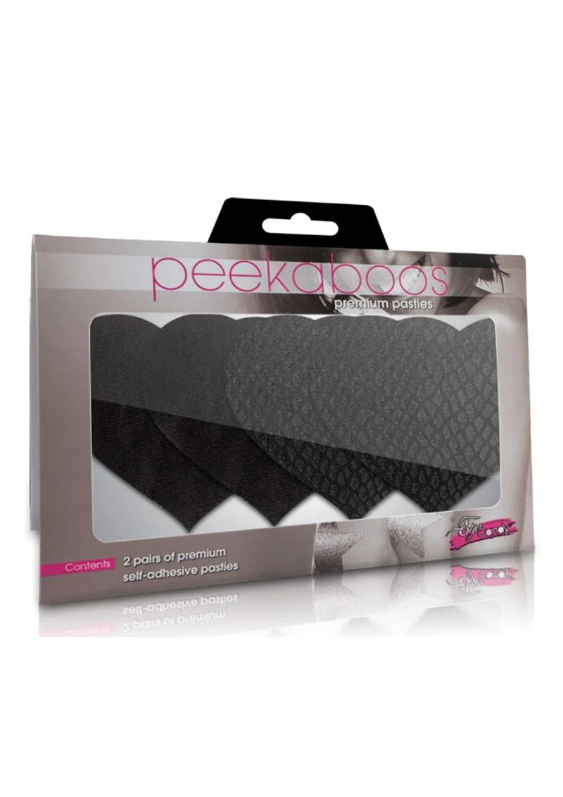 Peekaboos Classic Black Heart Pasties Self-Adhesive Nipple Covers - Image 4