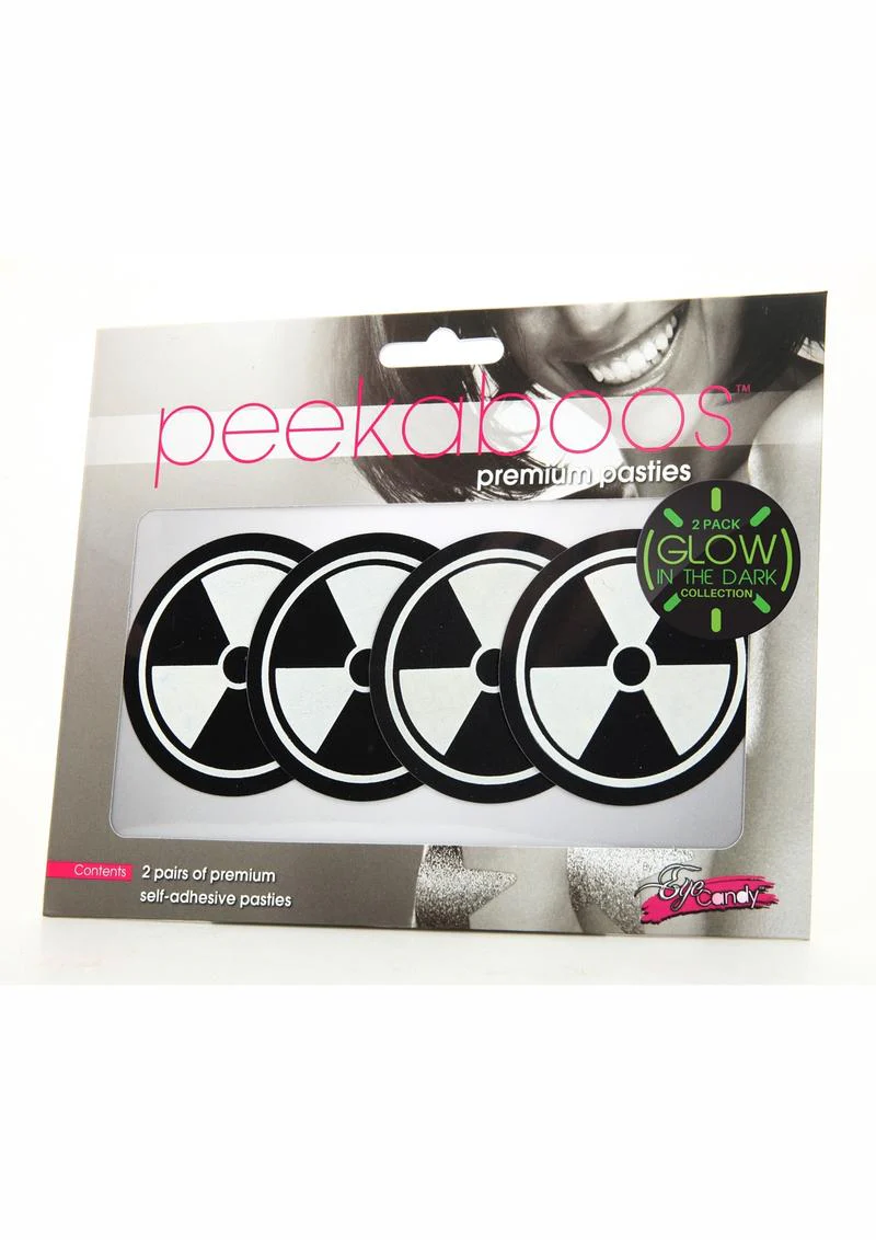 Peekaboos Glow in the Dark Hazmat Pasties Black Premium 2 Pairs - Image 2