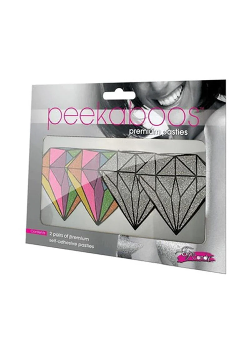 Peekaboos Premium Pasties Diamond Design Silver Glitter - Image 2