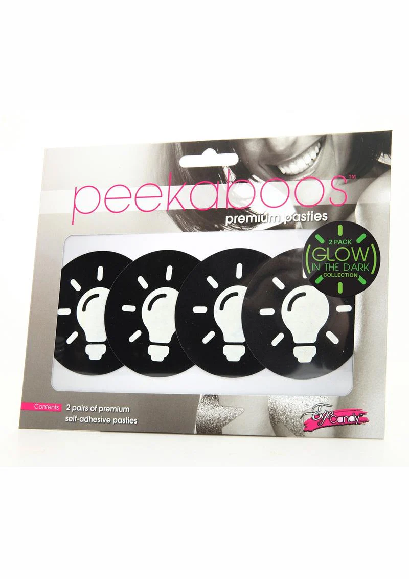 Peekaboos Premium Pasties Glow in the Dark Light Bulb Design - Image 2