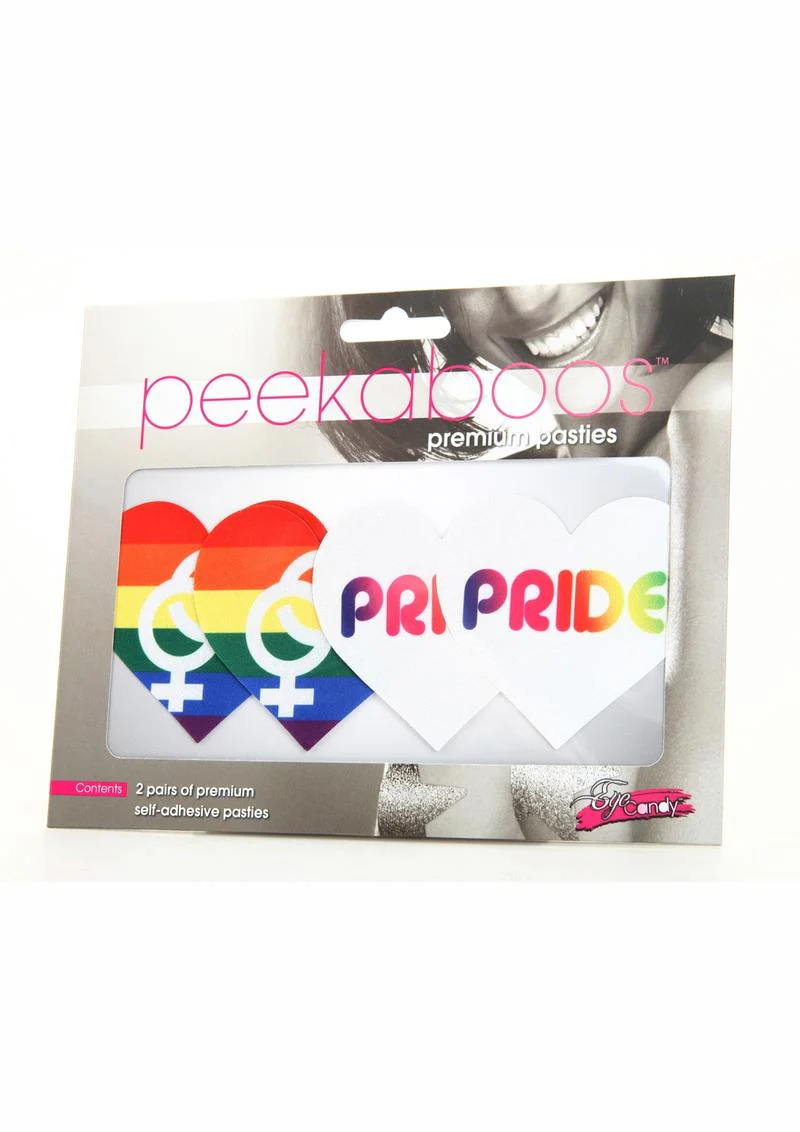 Peekaboos Pride Heart Pasties Rainbow Self-Adhesive Nipple Covers - Image 4