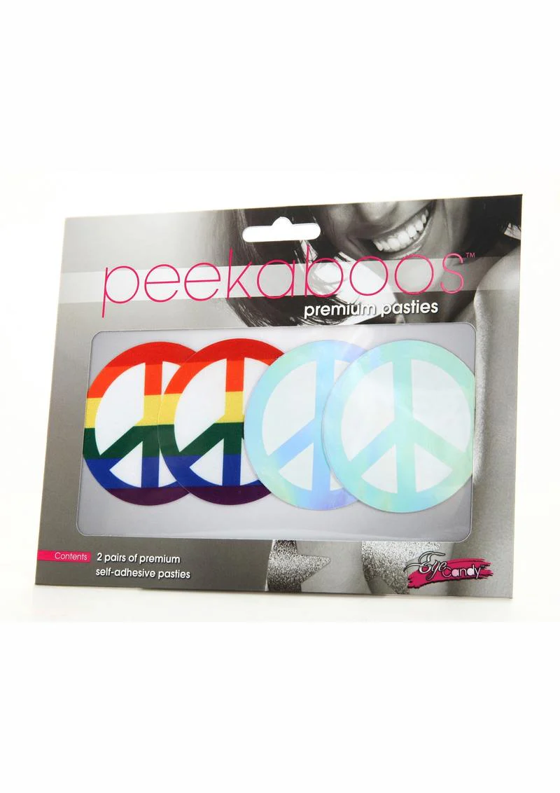 Peekaboos Pride Peace Sign Pasties Rainbow And Blue Nipple Covers - Image 4