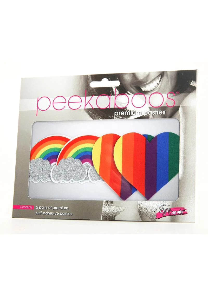 Peekaboos Pride Rainbow Pasties Glitter Hearts Nipple Covers - Image 4