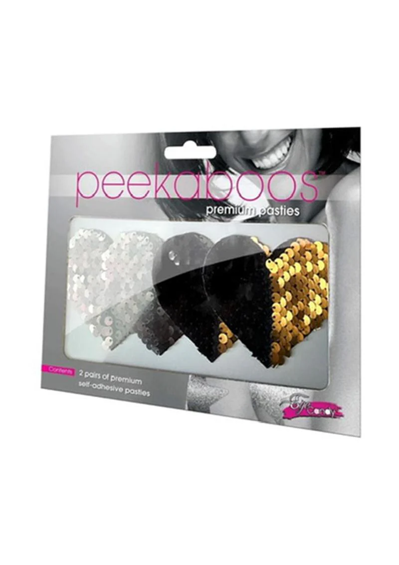 Peekaboos Reversible Sequin Heart Pasties Nipple Covers - Image 2