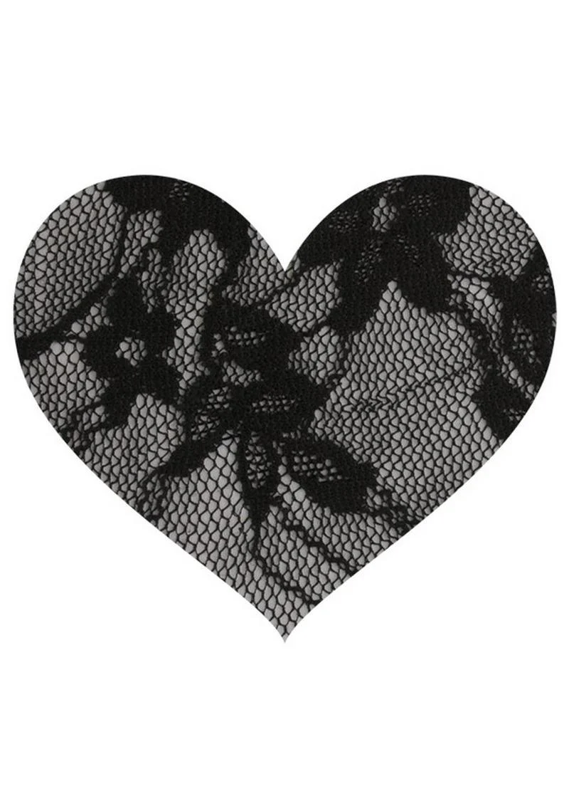 Peekaboos Satin And Lace Heart Pasties Self-Adhesive Nipple Covers - Image 3