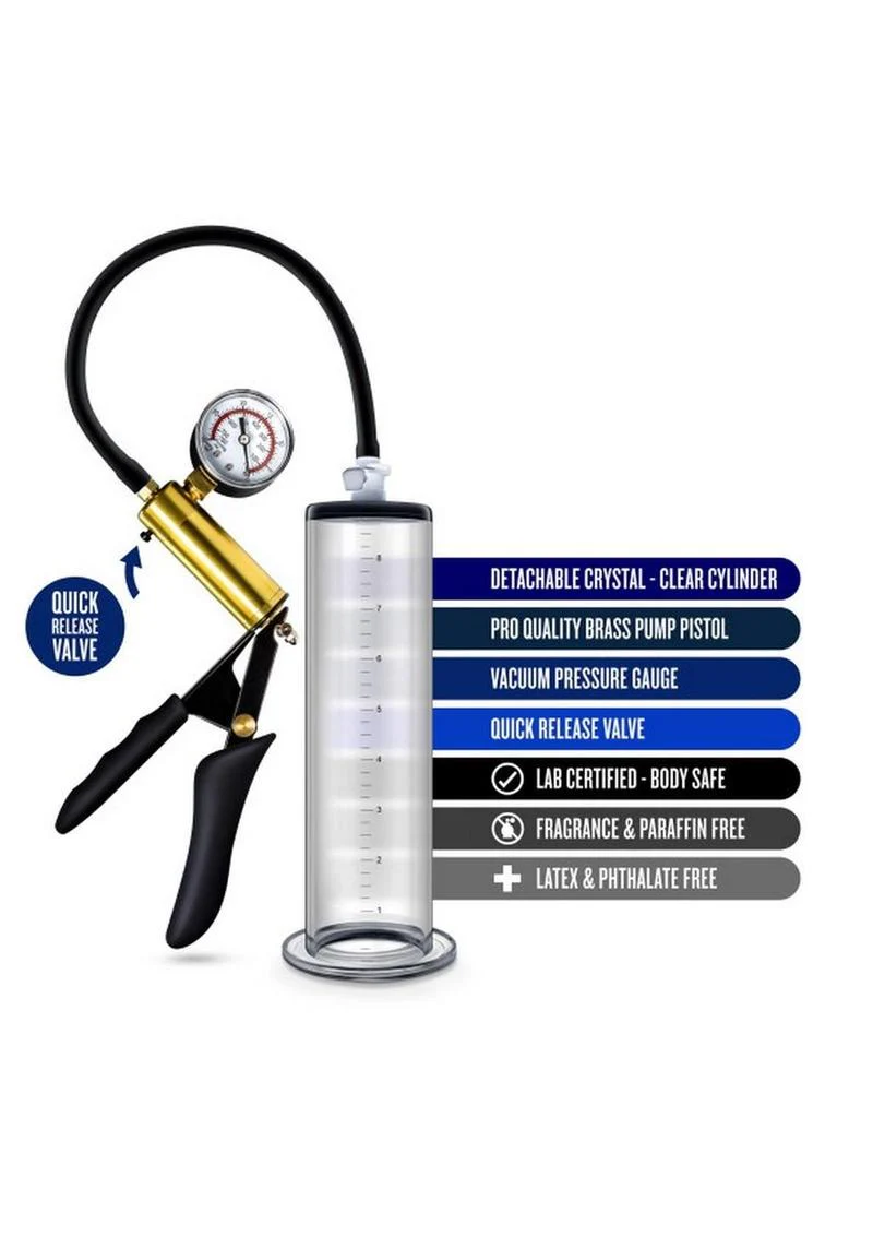 Performance VX6 Vacuum Penis Pump with Brass Pistol and Pressure Gauge - Image 2