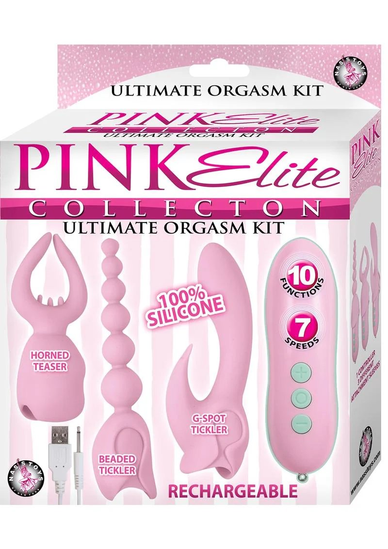 Pink Elite Collection Rechargeable Silicone Ultimate Orgasm Kit - Image 2