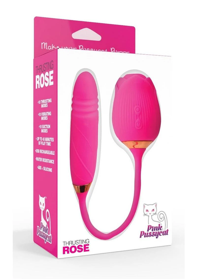 Pink Pussycat Thrusting Rose Rechargeable Vibrator - Image 4