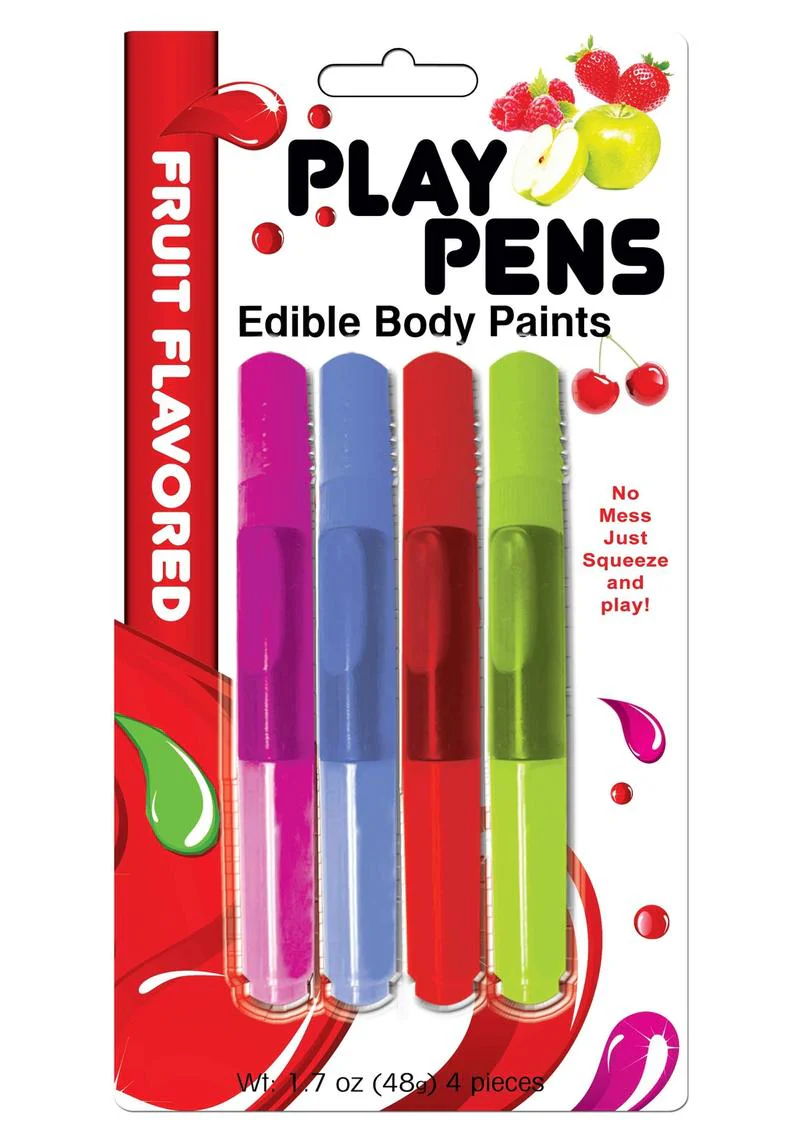 Play Pens Edible Body Paint Brushes 4 Fruit Flavored - Image 3